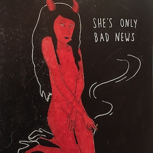 Ella es sólo una mala noticia - Impresión de Alina R / Diablo, humo, niña, rojo