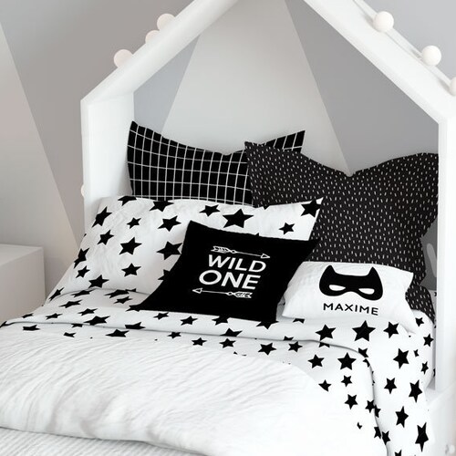 Duvet Cover Twin Kid Set Monochrome Stars Twin Bedding Set Etsy