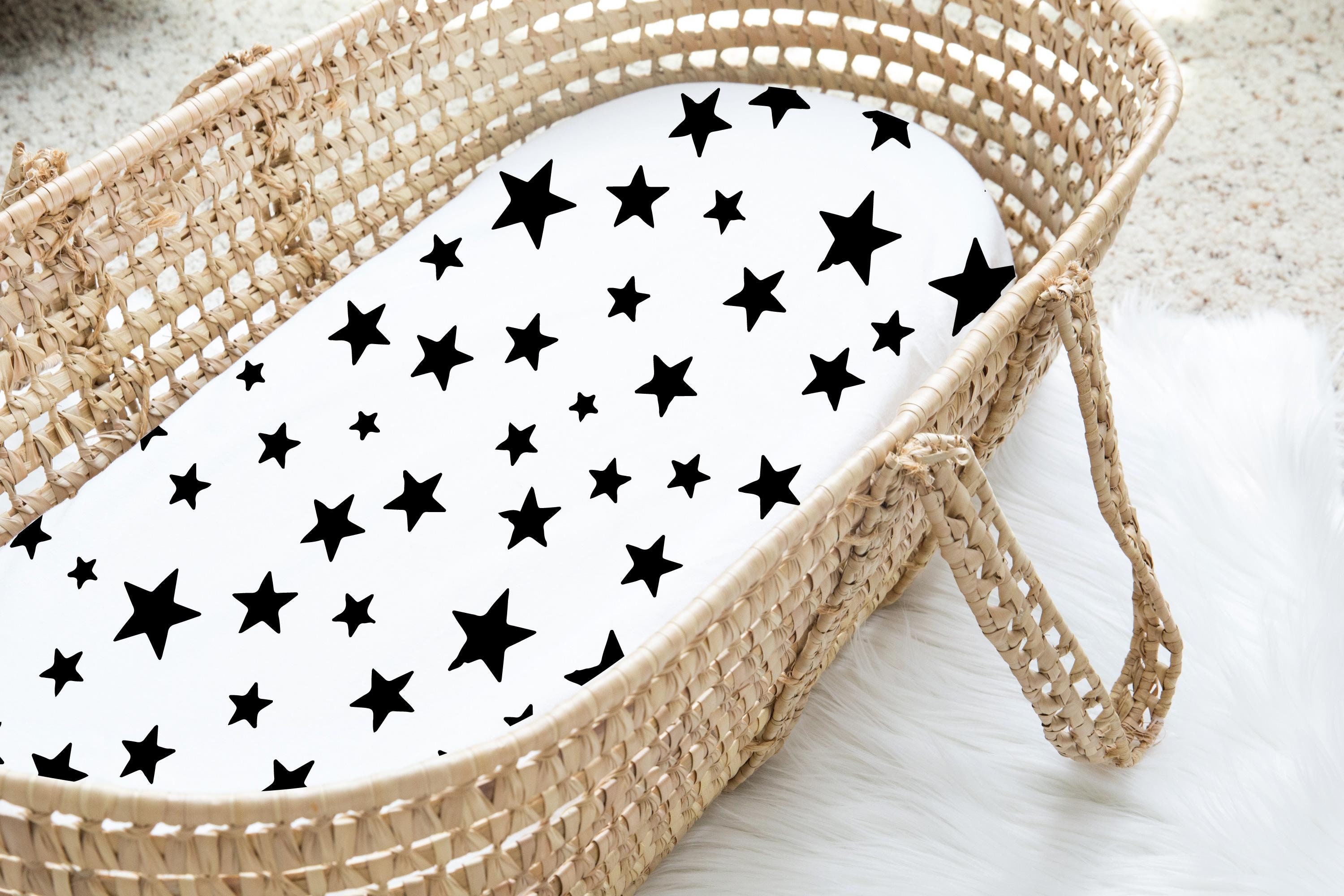 Star Moses Basket Sheet Black and White Baby Boy Etsy