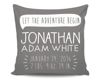 Customized Birth Announcement Pillow, Baby Stats Reveal Pillow, Personalized Baby Gift, Boy Name Pillow Baby Gift, Newborn Stats Pillow