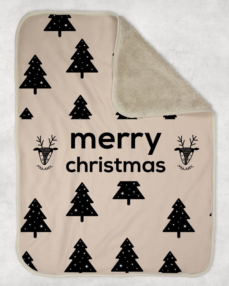Personalized Merry Christmas Tree Blanket Sherpa Blanket Kids Etsy
