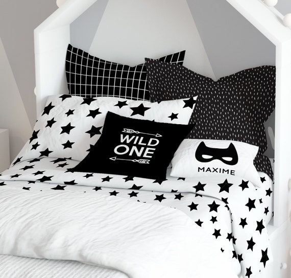 Stars Twin Sheets Set, Neutral Nursery Decor, Geometric Sheets, Kids Bedding,  Fitted Sheets Boys, Bedroom Decor, Toddler Bedding, Monochrome 