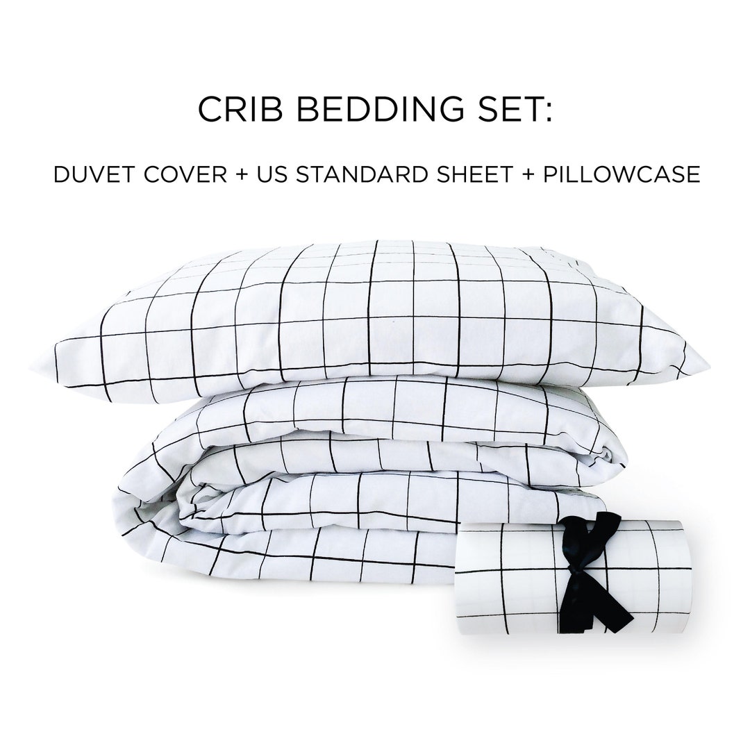 Gender Neutral Toddler Bedding Set Grid Toddler Duvet Covers Etsy