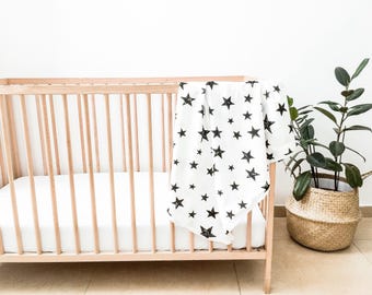 Monochrome Nursery Star Blanket Black and White Kids Bedding