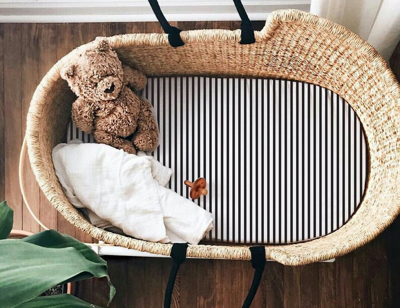 Sheets Boy Moses Basket Bedding,stripes Pram Sheet Bedding, Baby Moses Basket