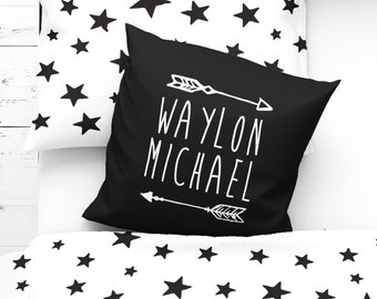 Personalized Pillow Baby Boy Arrows Shower Gift for Mom, Custom Name Pillow Nursery Pillow Decorative Pillow Throw Pillow, Baby Announcement