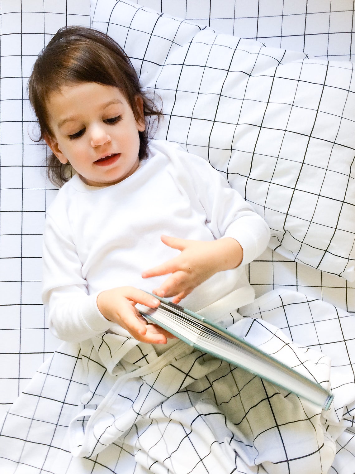 Toddler Bedding Set Grid Duvet Cover Nursery Decor Toddler Etsy Israel