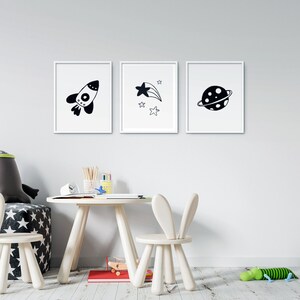 8x10 Print Space Nursery Printable Space Print for Monochrome - Etsy