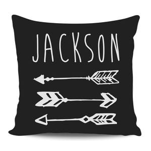 Arrows Baby Shower Gift for Mom, Personalized Boy Name Pillow, Custom Nursery Decorative Pillow Cover, Throw Pillow, New Baby Announcement Black + White Print
