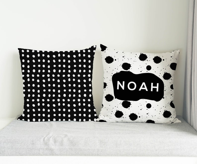 black and white dot pillow