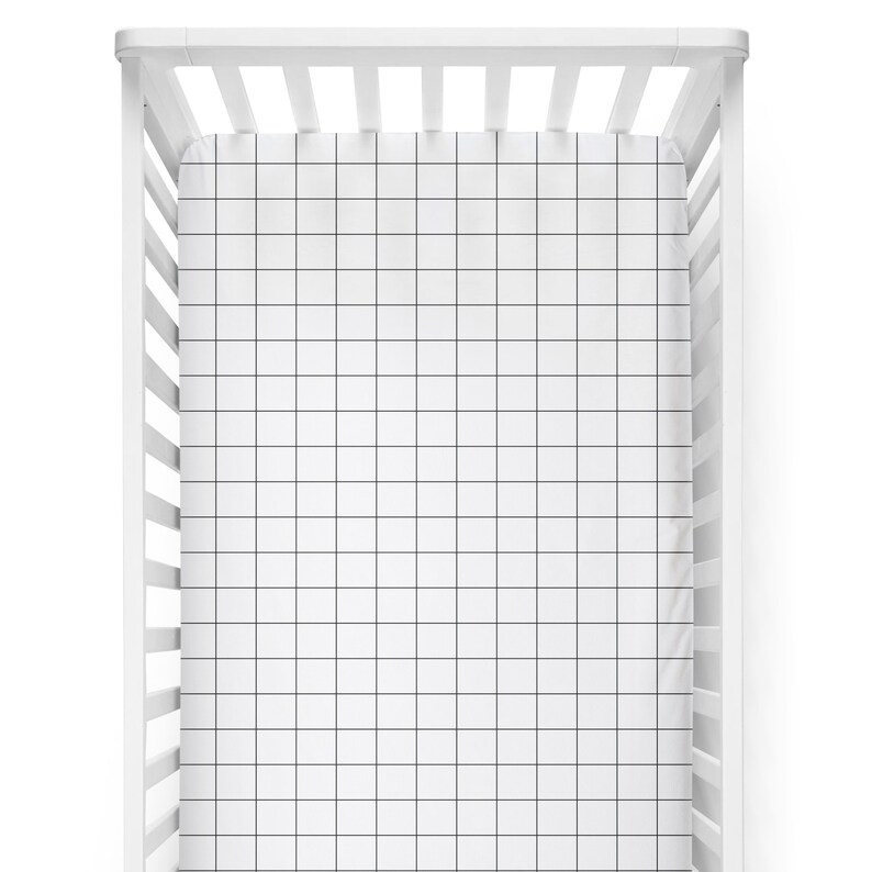 Black and White Toddler Bedding Fitted Crib Sheets Grid Etsy