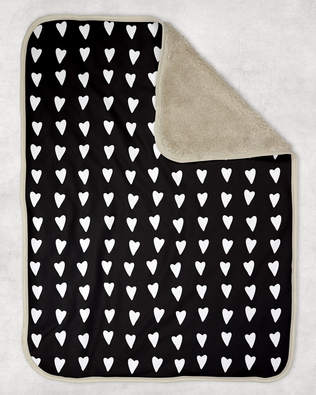 Baby Blanket Black and White Heart Sherpa Blanket First Etsy
