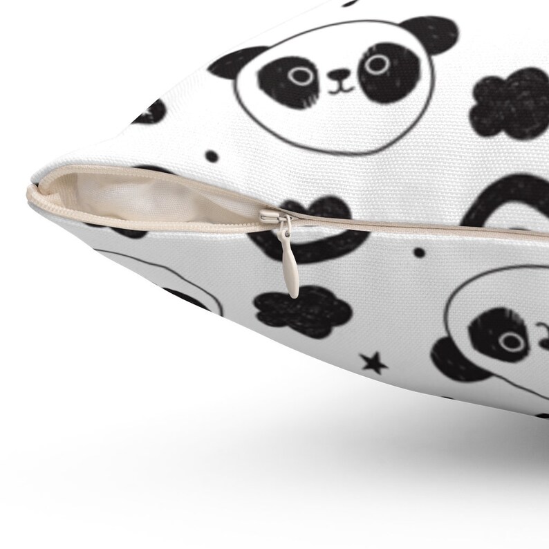 Monochrome Panda Pillow Black and White Pillow Panda Print Etsy