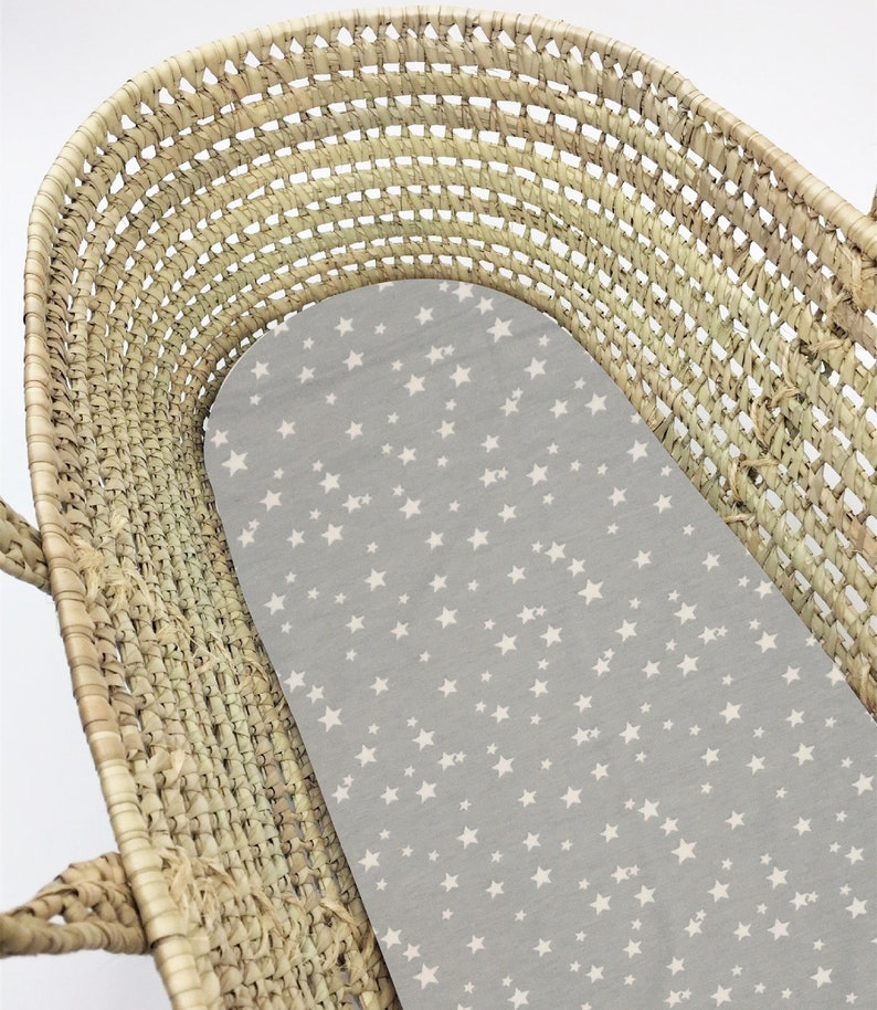 Baby Moses Basket Sheets Gray with Stars Sheets Etsy