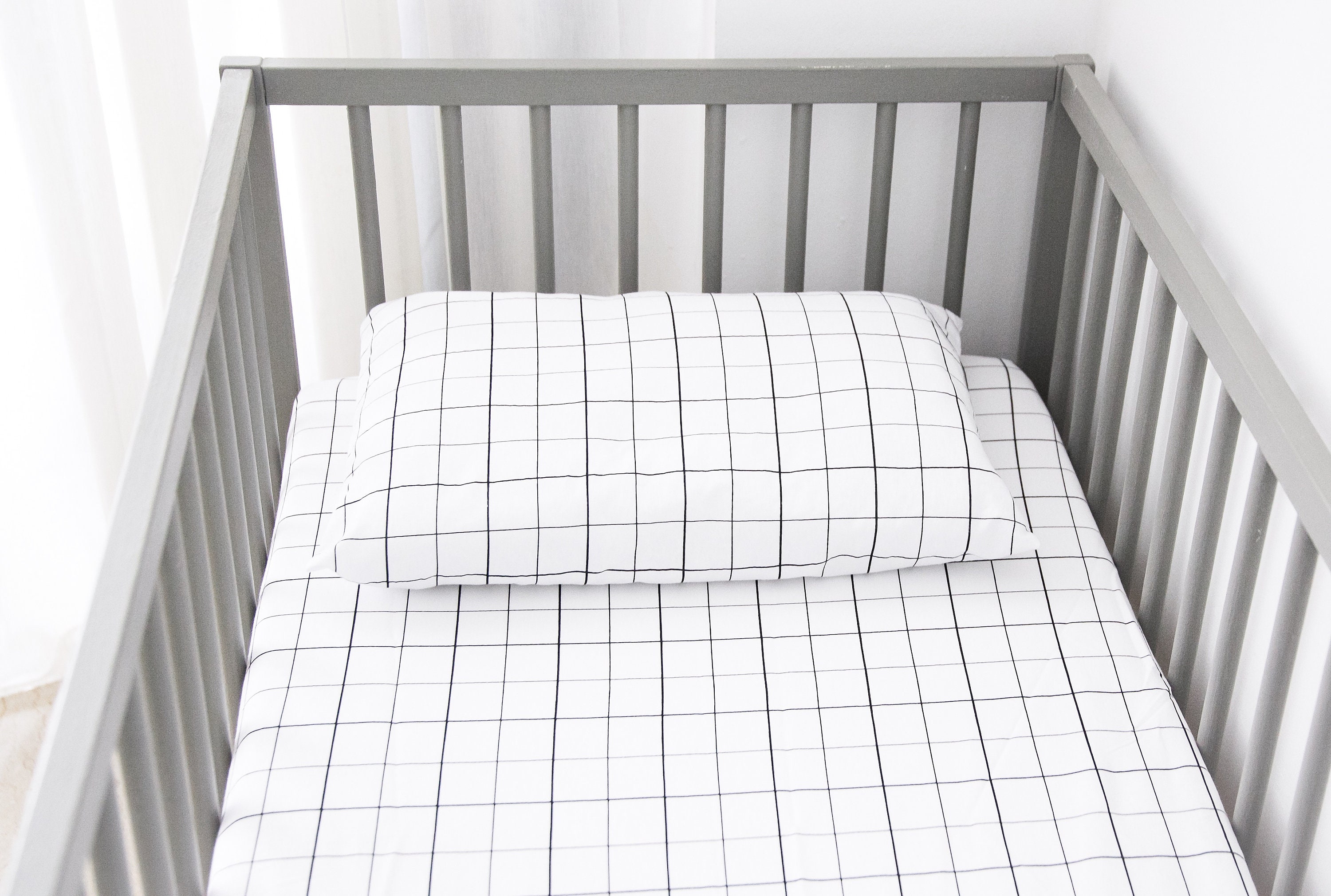 Gender Neutral Toddler Bedding Set Grid Toddler Duvet Covers Etsy