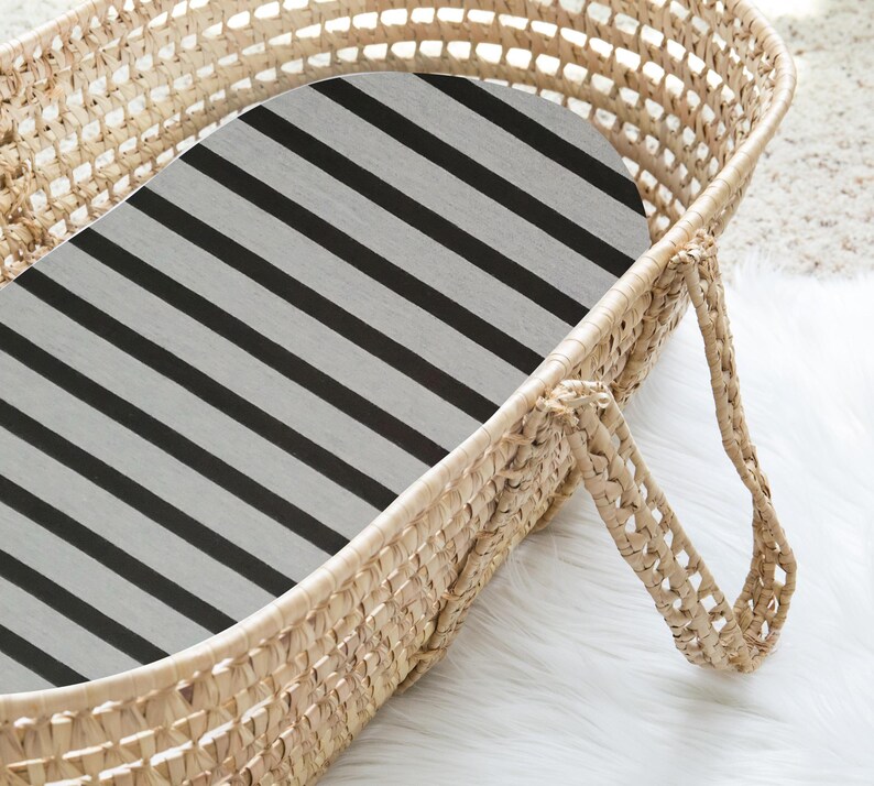 Stripes Moses Basket Sheet Bassinet Sheets Bedding Grey Nursery Baby Monochrome