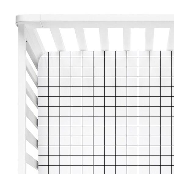 Grid Bedding Fitted Crib Sheets Boy Toddler Mini - Black And White Square Grid Bedding Grid Bedding Fitted Crib Sheets Boy Toddler Mini - Black And White Square Grid Bedding