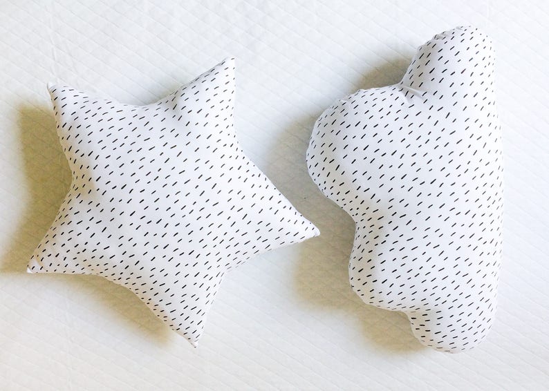 Star Pillow Cloud Pillows Matching Kids Pillows Set Cute Pillow Baby Cushion Christmas Gift Kids Monochrome Nursery Moon Nursery Decor