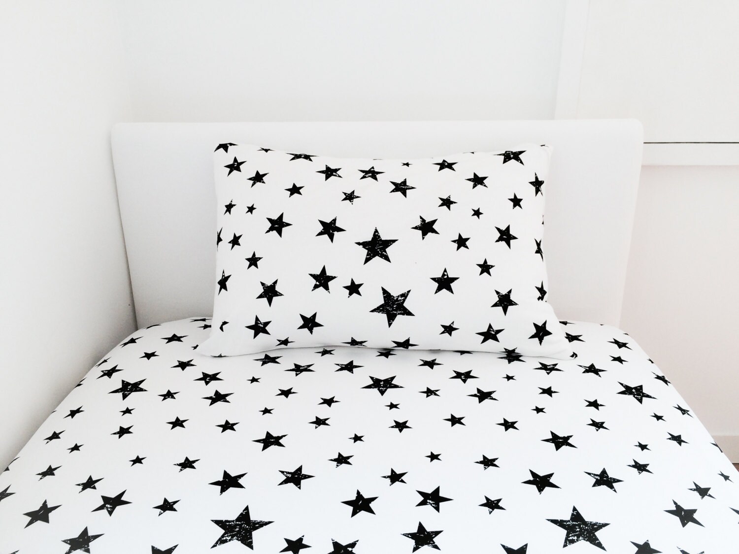 Monochrome Star Pillowcase, Pillow Cover, Nursery Pillow Cover, Stars