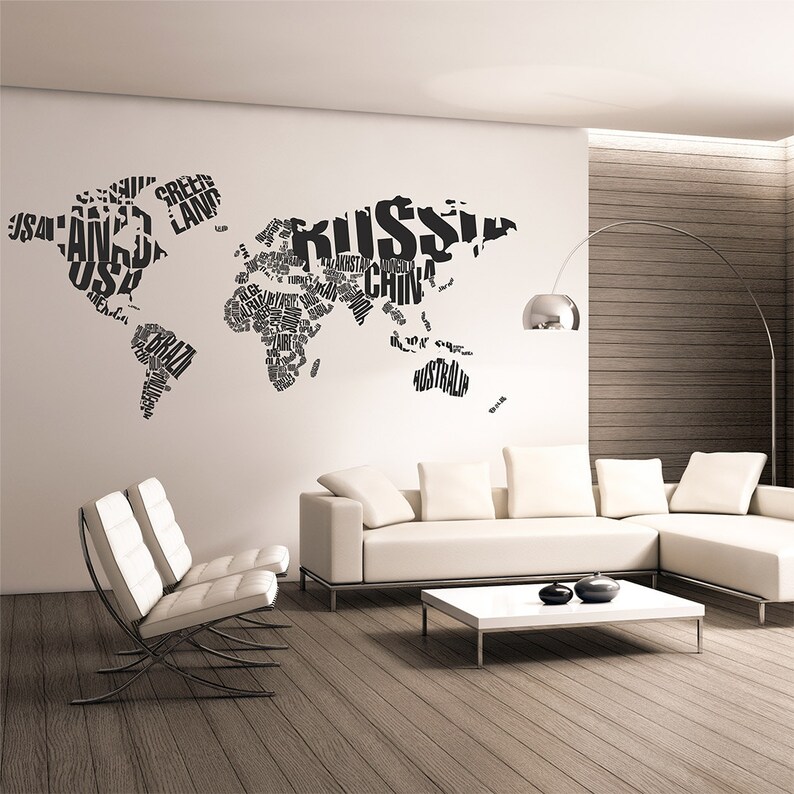 Buy Map of the World Wall Decalworld Map Typographywall Map Online in India Etsy