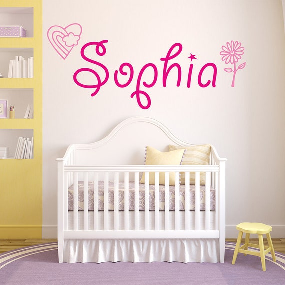 nursery custom removable decals stickers Initial and name vinyl decal kids /& teens room Monogram Name with bird