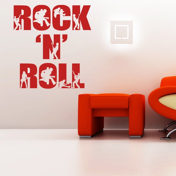 Rock N Roll Wall Decal Rock And Roll Wall Vinyl Music Wall Decal Rock Wall Vinyl Wall Art Home Decor Teens Wall Decal Rock Music 113