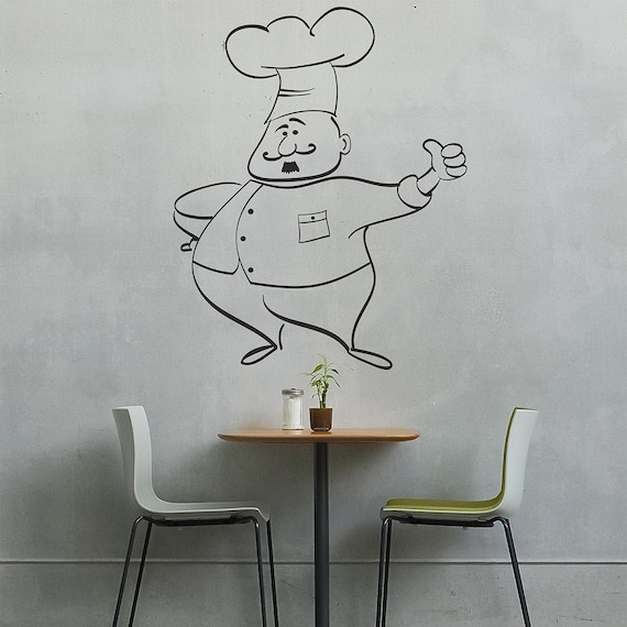 Chef Wall Decal Kitchen Sticker - Large Kitchen Wall Art Stickers Chef Wall Decal Kitchen Sticker - Large Kitchen Wall Art Stickers