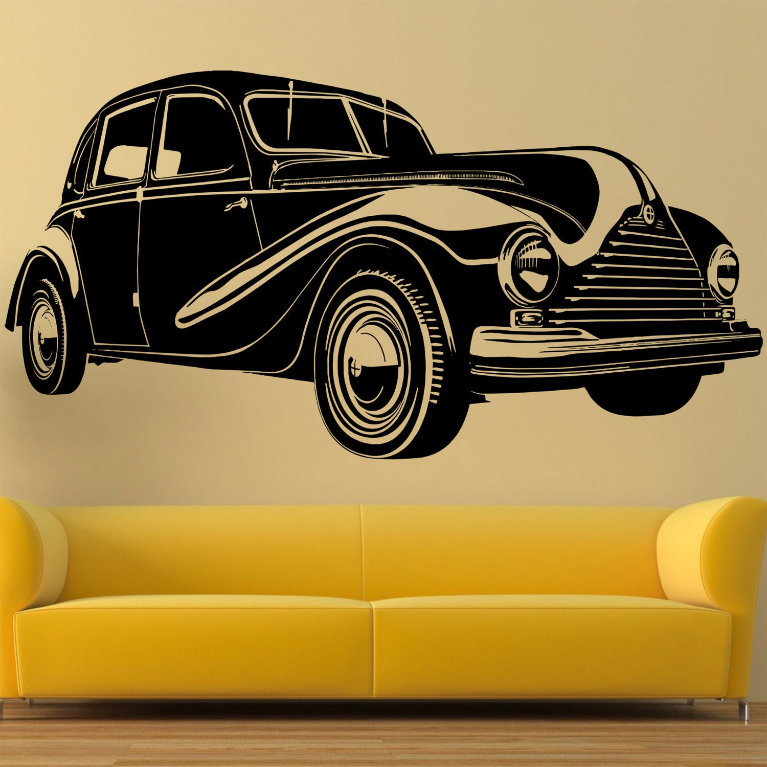 Vintage Car Silhouette Wall Decal Retro Car Silhouette Cars Etsy