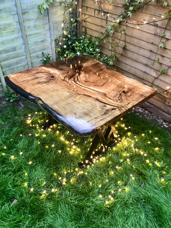 Bespoke Eco Resin and Oak Table Etsy