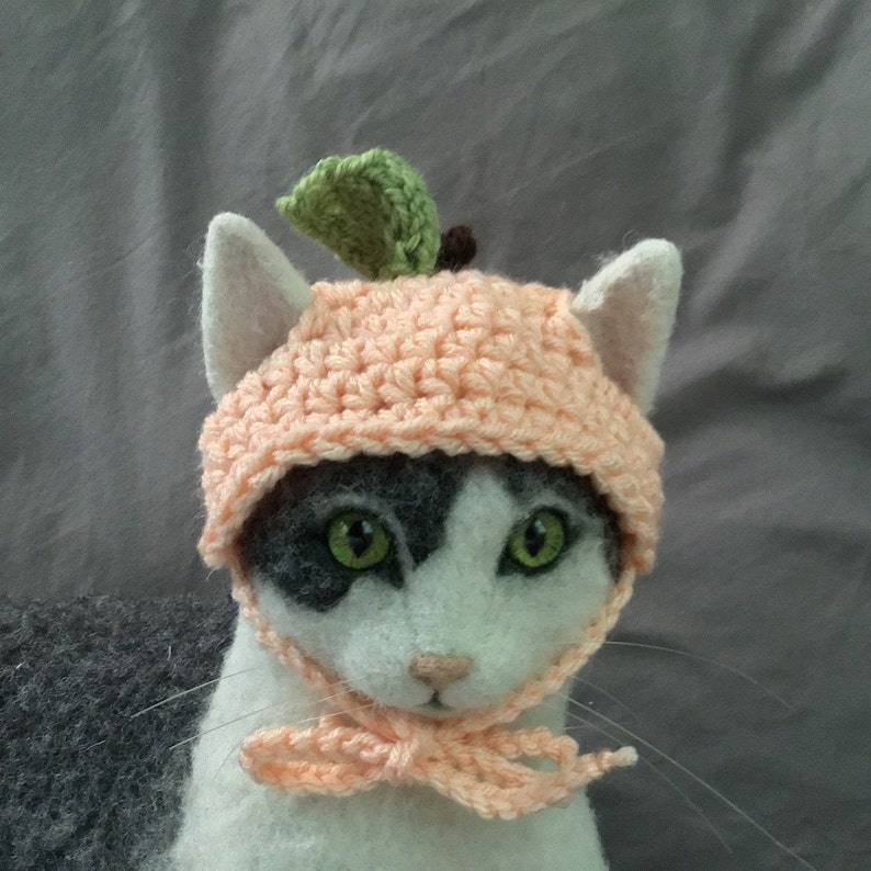 Peach hat peaches fruit hats for cats Halloween cat Etsy