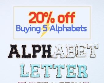 20%off Buying 5, Chenille Alphabet Patch Iron on, Varsity Letters Patches for Jackets, Self Adhesive Embroidered Patch, DIY School Name Tag