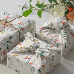 Fragrant Wildflowers wrapping cloth Reusable fabric gift wrap Furoshiki Bojagi image 10