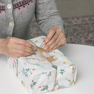 Fragrant Wildflowers wrapping cloth Reusable fabric gift wrap Furoshiki Bojagi image 4