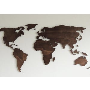 Carte du monde 3D en bois XXL, flottante au mur - décoration murale en bois - dans de nombreuses couleurs