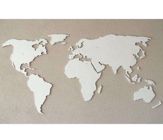 XL Magnetische houten 3D wereldkaart, zwevend op de muur, in zwart wit zilver of eigen kleur, in 3 maten
