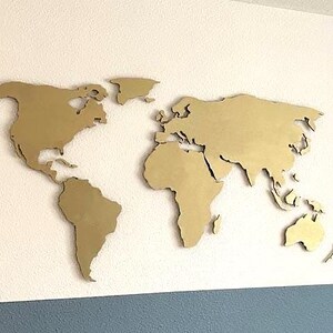 XL Magnetic wooden 3D world map, floating on the wall, in black and white silver or your own color, in 3 sizes image 10