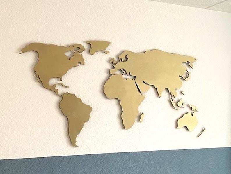 XL Magnetic wooden 3D world map, floating on the wall, in black and white silver or your own color, in 3 sizes image 10