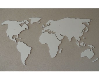 XL Magnetische 3D-Weltkarte aus Holz, schwebend an der Wand, in Schwarz und Weiß, Silber oder Ihrer eigenen Farbe, in 3 Größen