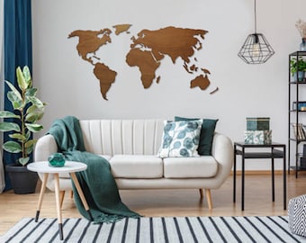 Wooden world map 3D - model EASY - wall decor - wall decoration wood