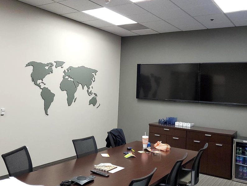 XL Magnetic wooden 3D world map, floating on the wall, in black and white silver or your own color, in 3 sizes image 8