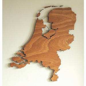 3D - carte en bois unique des Pays-Bas avec frontières provinciales gravées