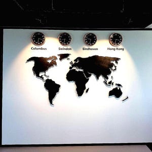 XL Magnetic wooden 3D world map, floating on the wall, in black and white silver or your own color, in 3 sizes image 7