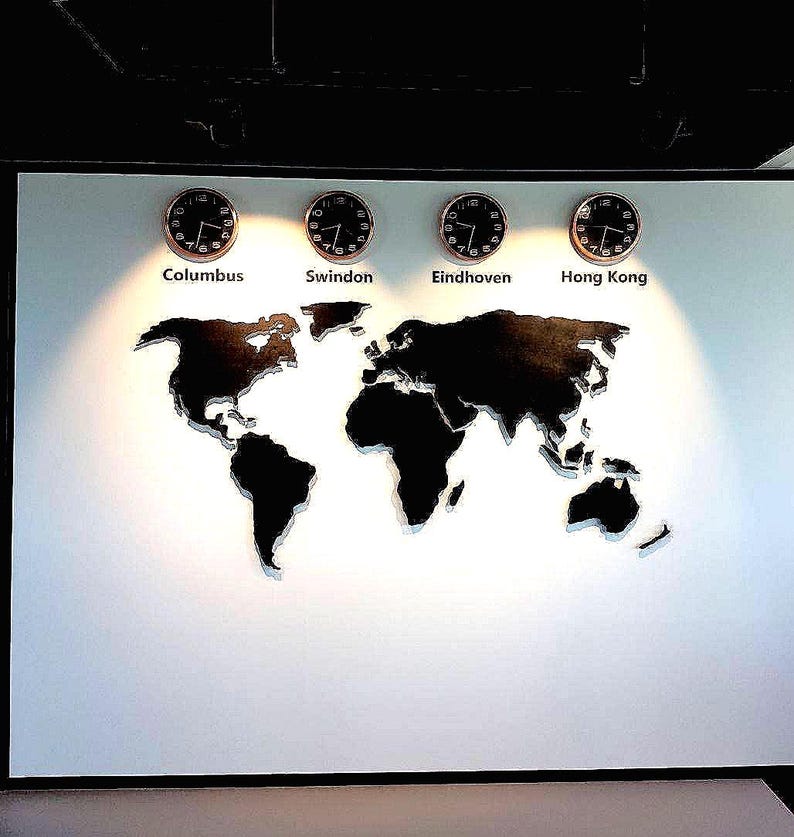 XL Magnetic wooden 3D world map, floating on the wall, in black and white silver or your own color, in 3 sizes image 7