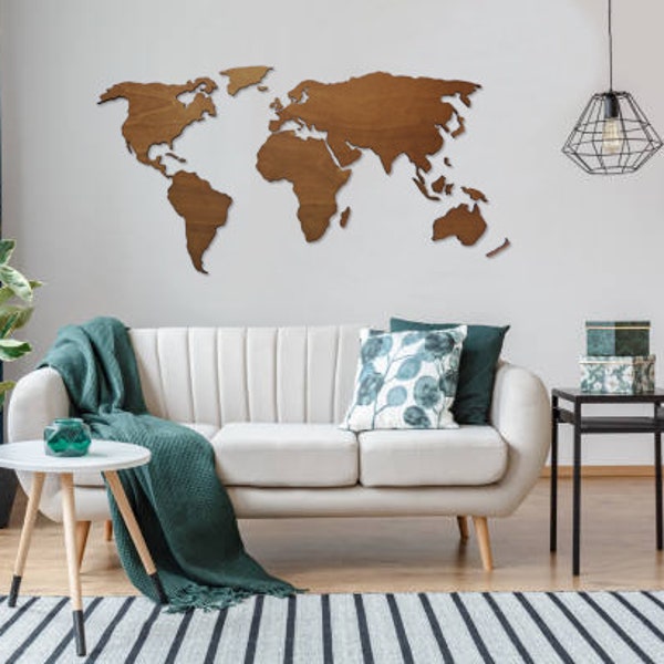 Carte du monde en bois 3D - modèle EASY - décoration murale - décoration murale bois