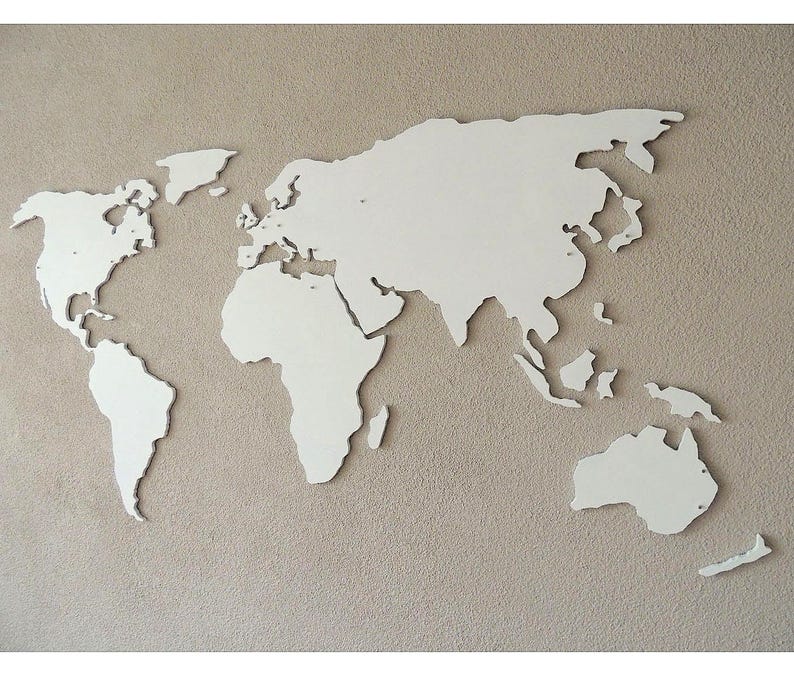 XL Magnetic wooden 3D world map, floating on the wall, in black and white silver or your own color, in 3 sizes image 4