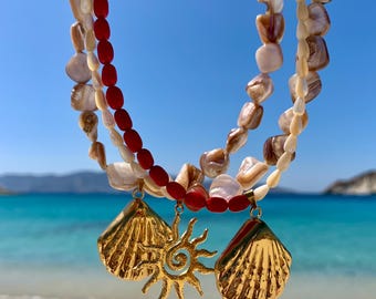 Natural Seashell Choker Necklace in Stainless Steel, Ocean-Inspired Jewelry