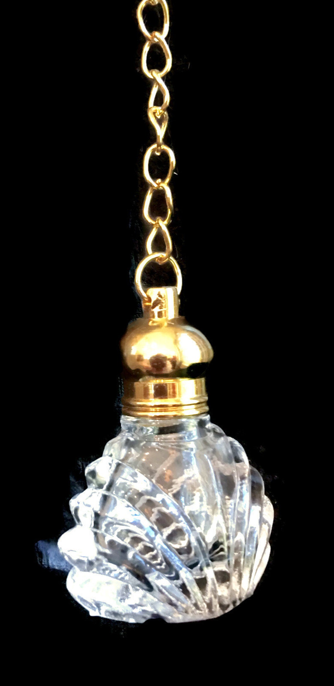 Gold Glass Perfume Bottle Necklace Etsy