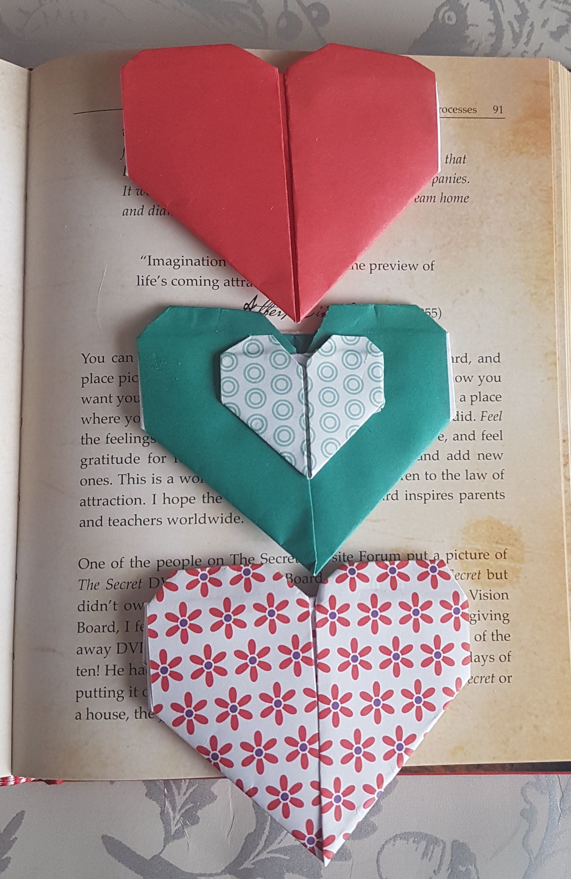 heart bookmark red bookmark heart corner bookmark green | Etsy