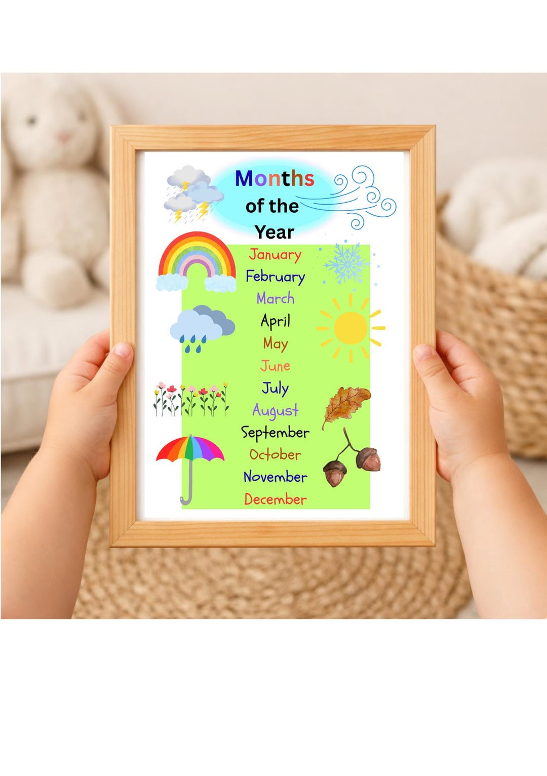 Months of the Year Poster Printable A4 | Nursery Learning Wall Art ...