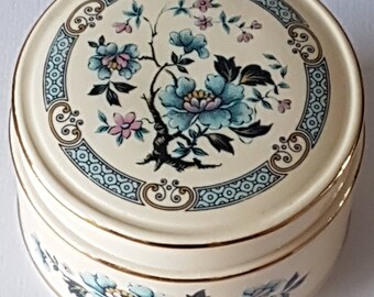 Sadler trinket dish, blue floral trinket, trinket, round trinket dish, floral trinket dish, sadler, blue trinket dish,